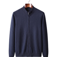 The Cavendish — Merino Zip Cardigan — Navy Blue