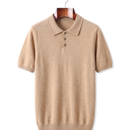 The Belgrave — Cashmere Knit Polo — Beige
