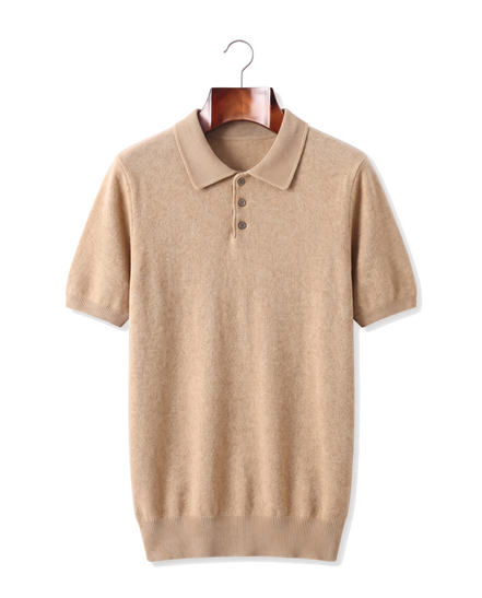 The Belgrave — Cashmere Knit Polo — Beige