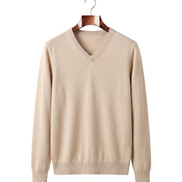 The Sandringham merino V-neck jumper — Sand