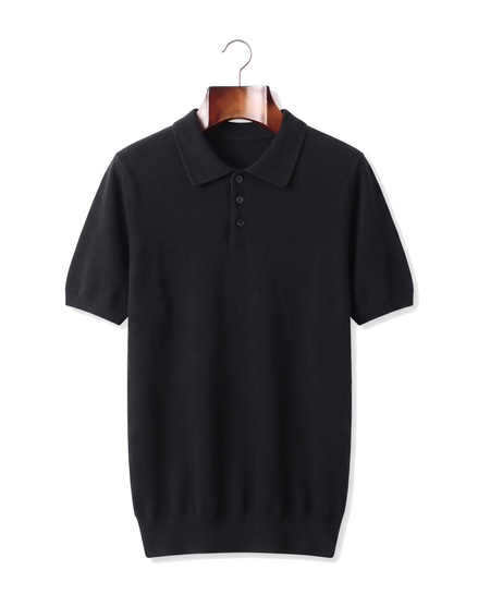The Belgrave — Cashmere Knit Polo — Black