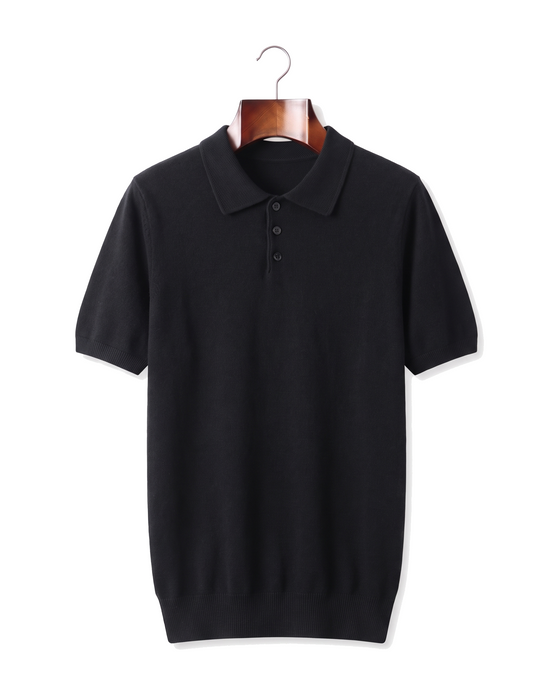 The Belgrave — Cashmere Knit Polo — Black
