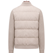 Cream hybrid bomber, back view on hanger