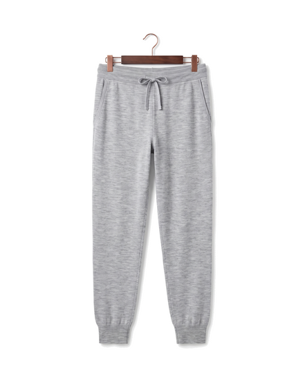 The Grafton merino joggers, front on hanger
