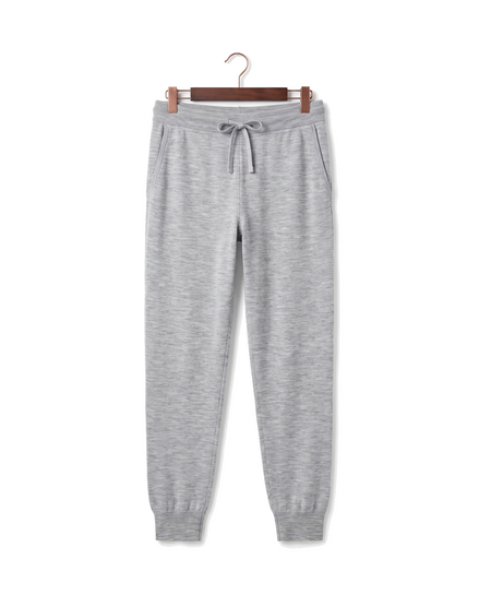 The Grafton merino joggers, front on hanger