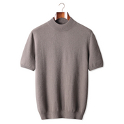 The Denby cashmere mock neck tee — Ashen Truffle