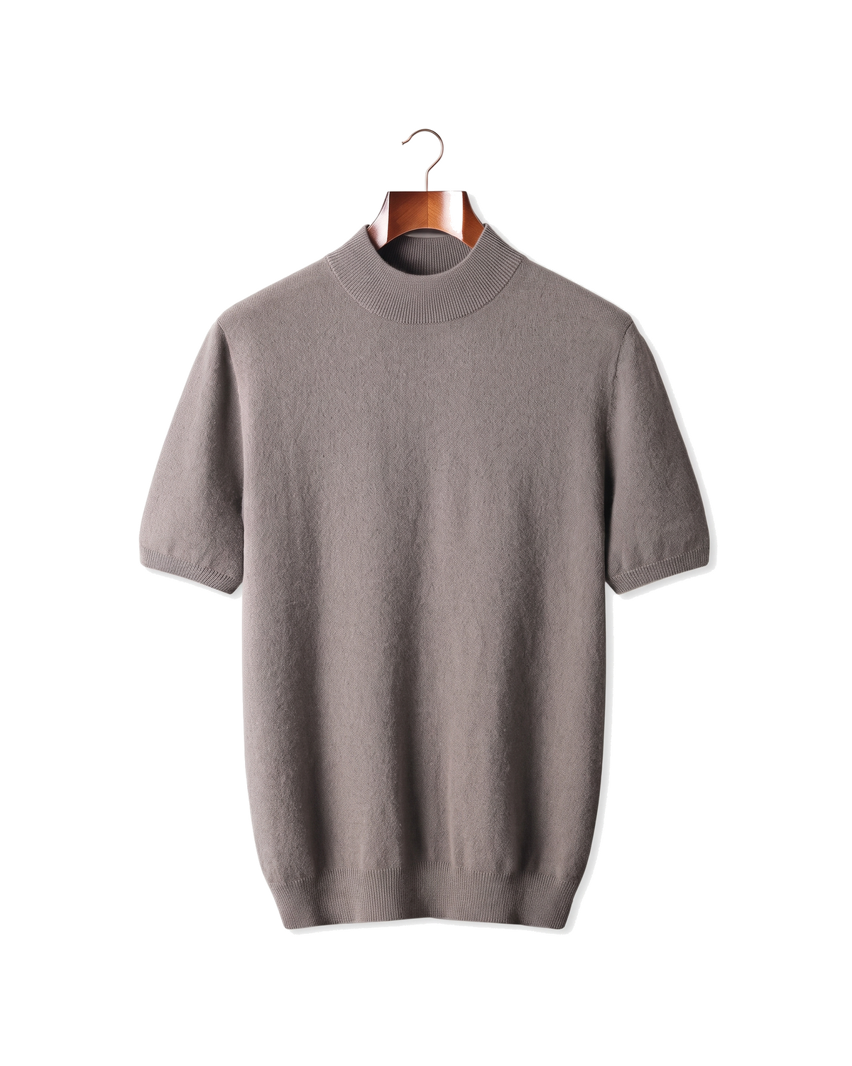 The Denby cashmere mock neck tee — Ashen Truffle