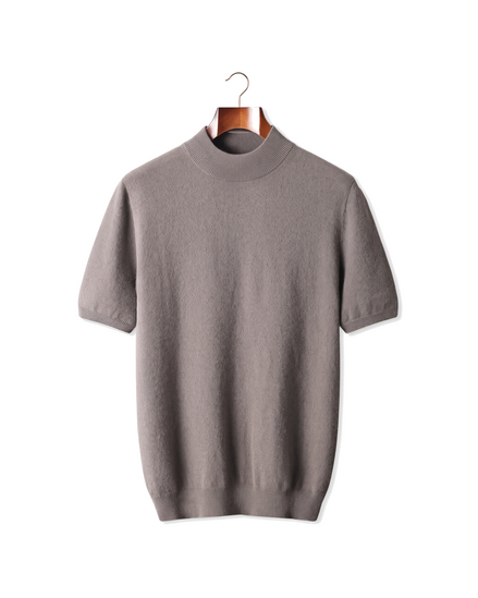 The Denby cashmere mock neck tee — Ashen Truffle