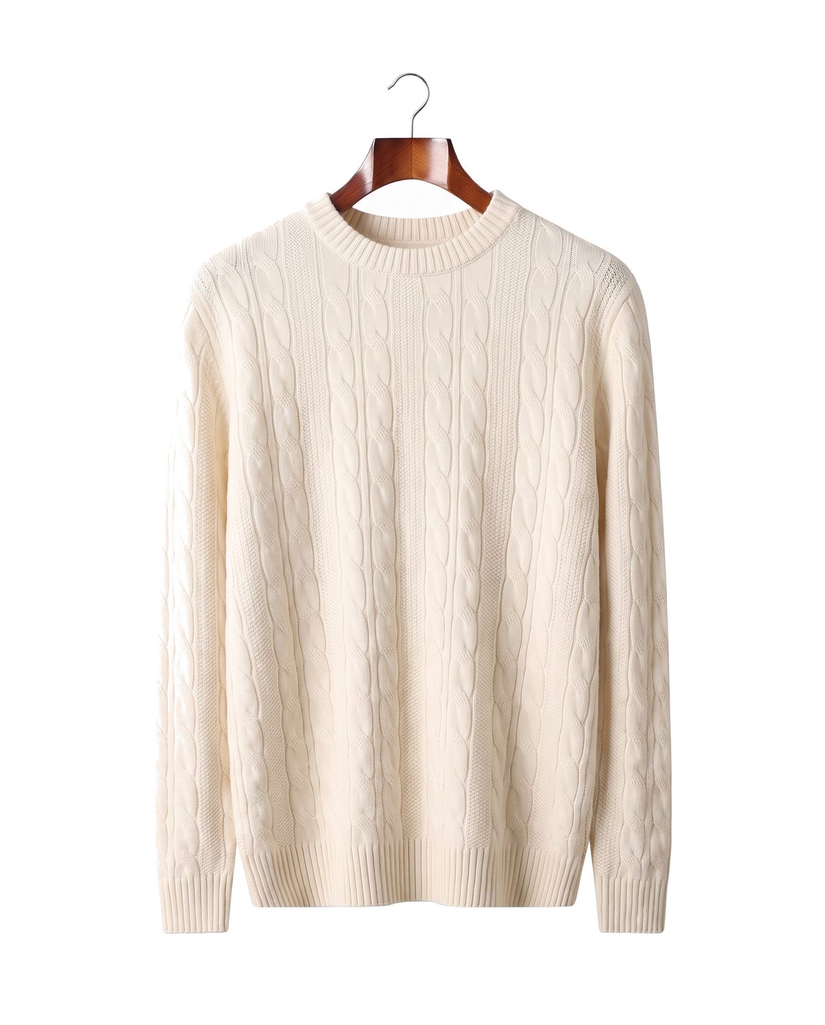 The Malvern — Cable Crewneck — Cream White