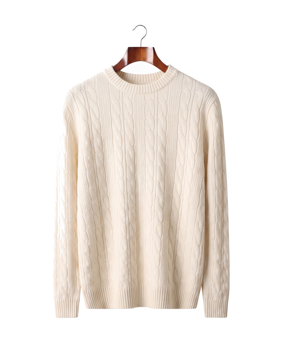 The Malvern — Cable Crewneck — Cream White