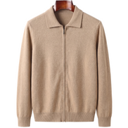 The Harrogate — Cashmere Full-Zip Cardigan — Sand