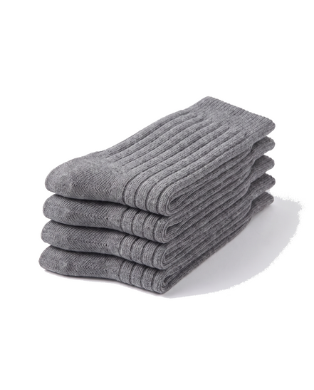 Ribbed Socks — Four-Pair Pack — Grey