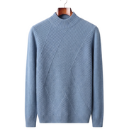The Grosvenor — Cashmere Mock Neck Jumper — Haze Blue