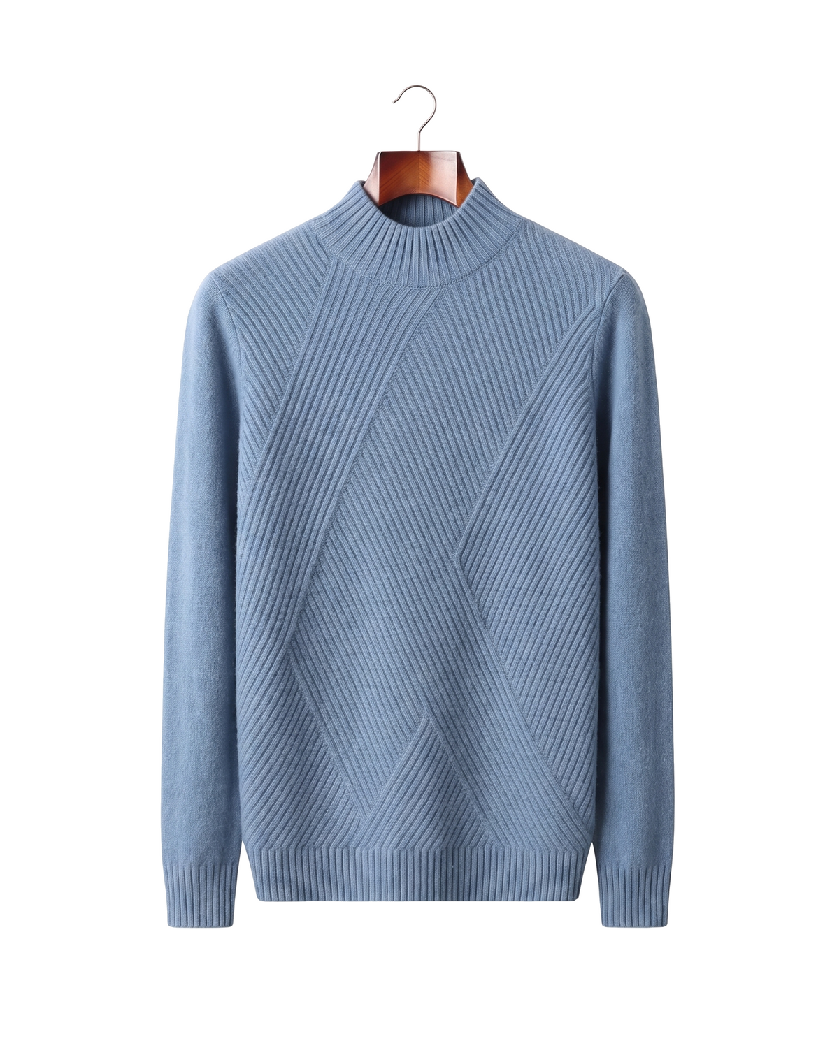 The Grosvenor — Cashmere Mock Neck Jumper — Haze Blue