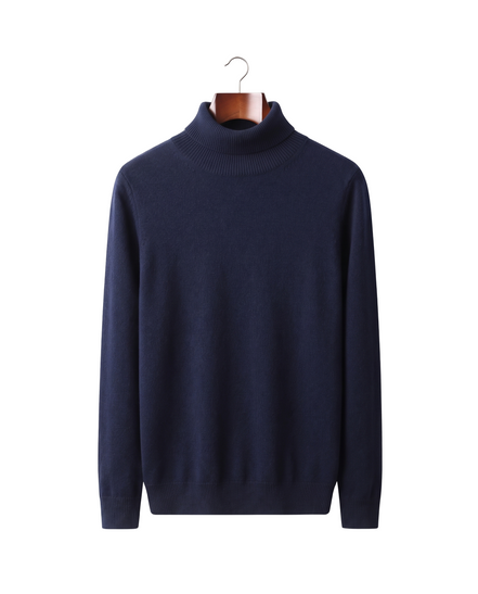 The Langham — Merino Rollneck — Navy Blue