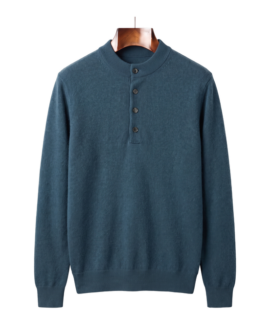 The Cheltenham cashmere henley — Sea Blue