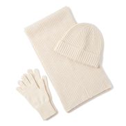 The Ravensdale merino scarf, beanie and glove set — Ivory
