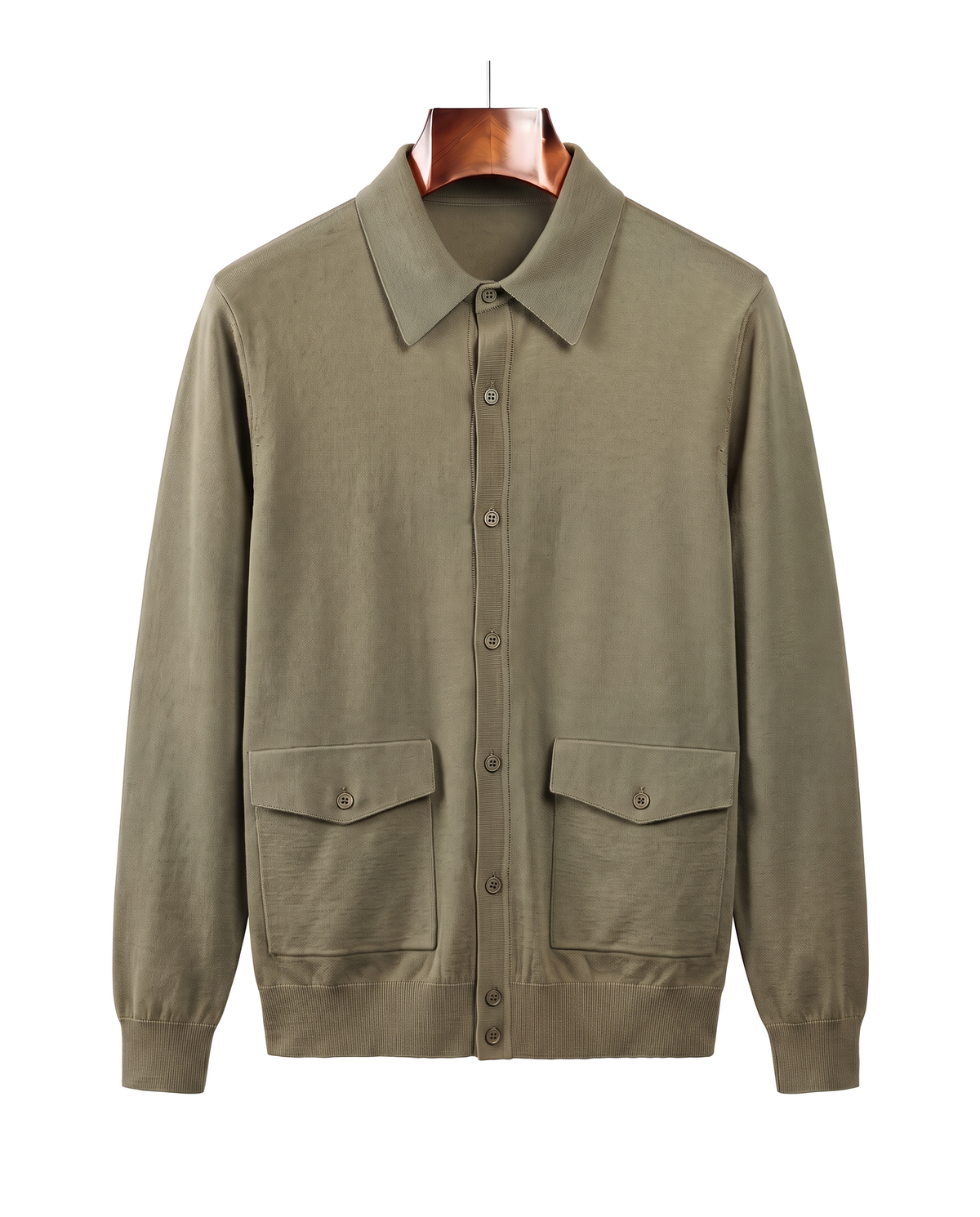 The Fairhaven knitted shirt jacket — Olive
