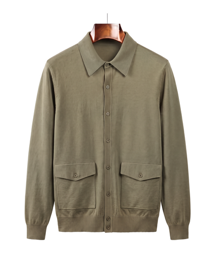 The Fairhaven knitted shirt jacket — Olive