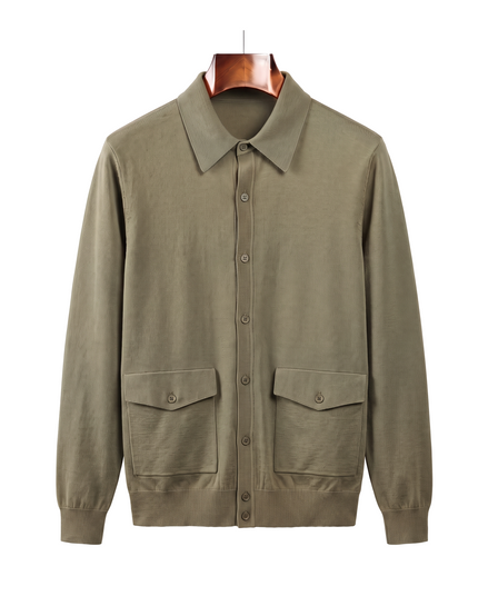 The Fairhaven knitted shirt jacket — Olive