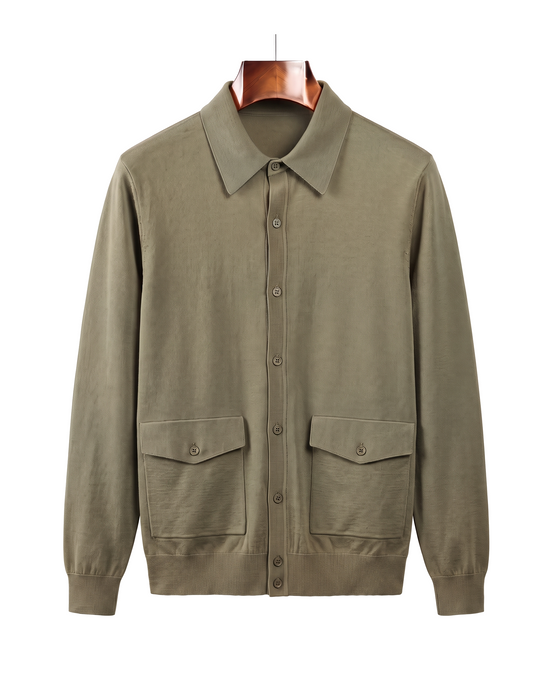 The Fairhaven knitted shirt jacket — Olive