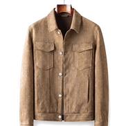 The Mayfair — Suede Trucker Jacket — front