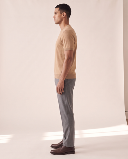 The Hanbury knitted crewneck tee shown in side profile
