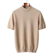 The Denby cashmere mock neck tee — Light Beige