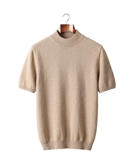 The Denby cashmere mock neck tee — Light Beige