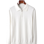 The Selby — Merino Half-Zip Polo — White