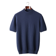The Denby cashmere mock neck tee — Navy Blue
