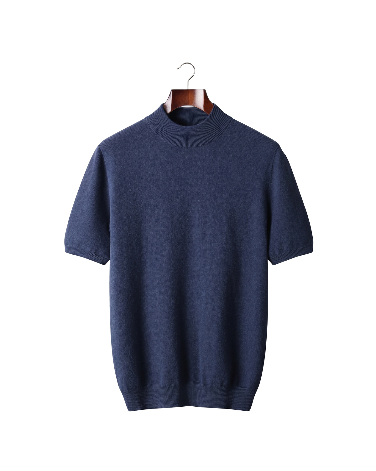 The Denby cashmere mock neck tee — Navy Blue