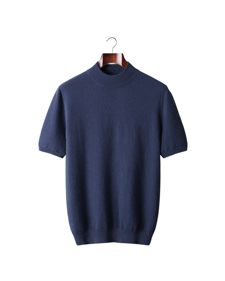 The Denby cashmere mock neck tee — Navy Blue
