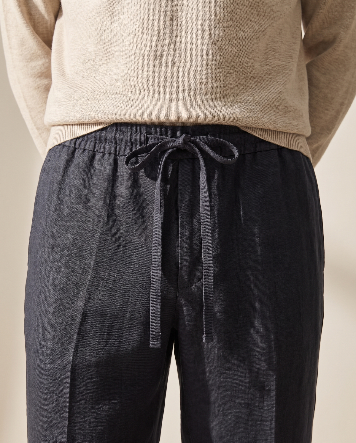 Close-up of the drawstring waist on The Cranleigh