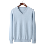 The Sandringham merino V-neck jumper — Light Blue