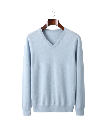 The Sandringham merino V-neck jumper — Light Blue