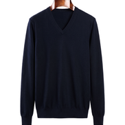 The Sandringham merino V-neck jumper — Navy Blue