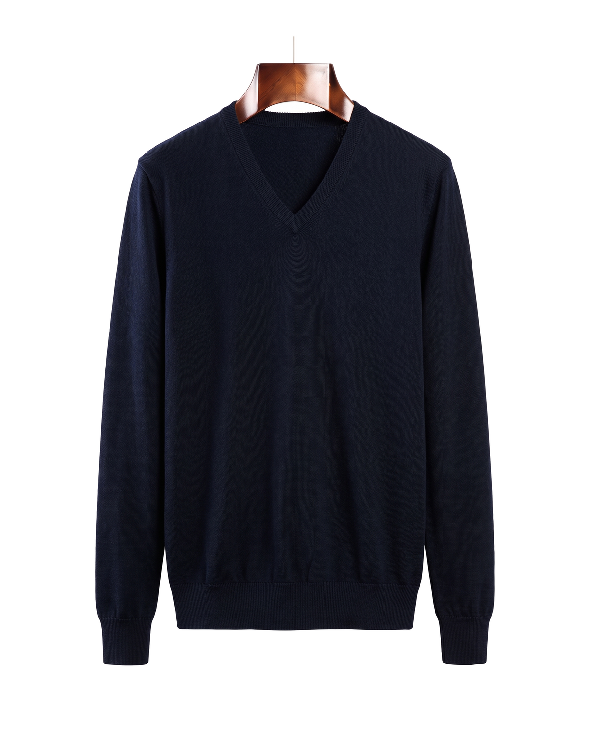 The Sandringham merino V-neck jumper — Navy Blue