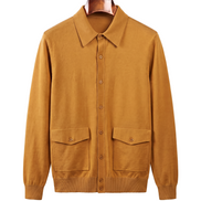 The Fairhaven knitted shirt jacket — Honey Mustard