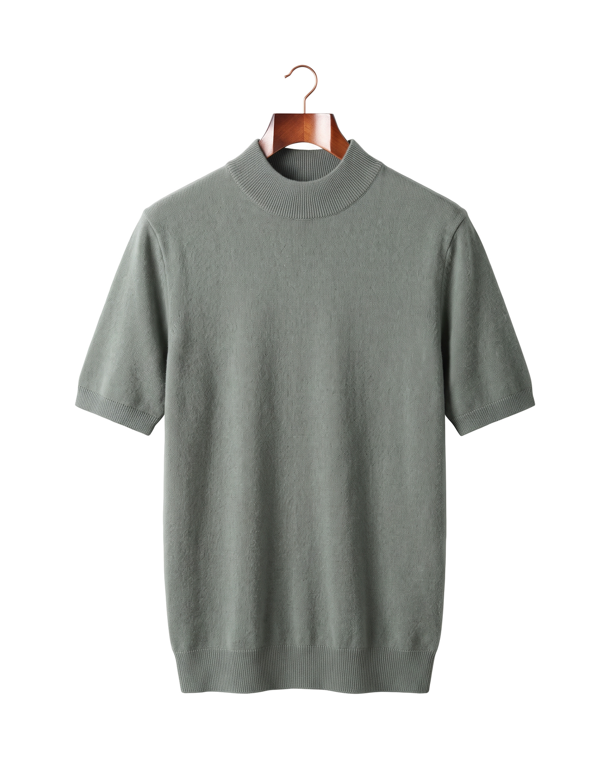 The Denby cashmere mock neck tee — Verdant Slate