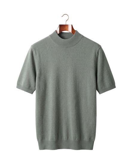 The Denby cashmere mock neck tee — Verdant Slate