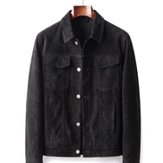 The Mayfair — Suede Trucker Jacket — Coal Black