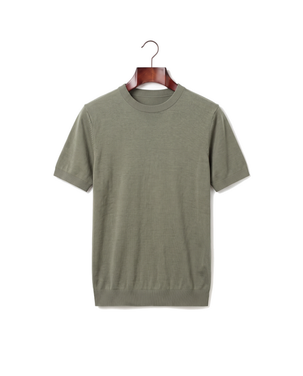 The Hanbury Knitted Crewneck Tee — Olive