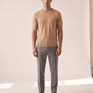 Model wearing The Hanbury knitted crewneck tee, front view
