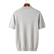 The Denby cashmere mock neck tee, back on hanger