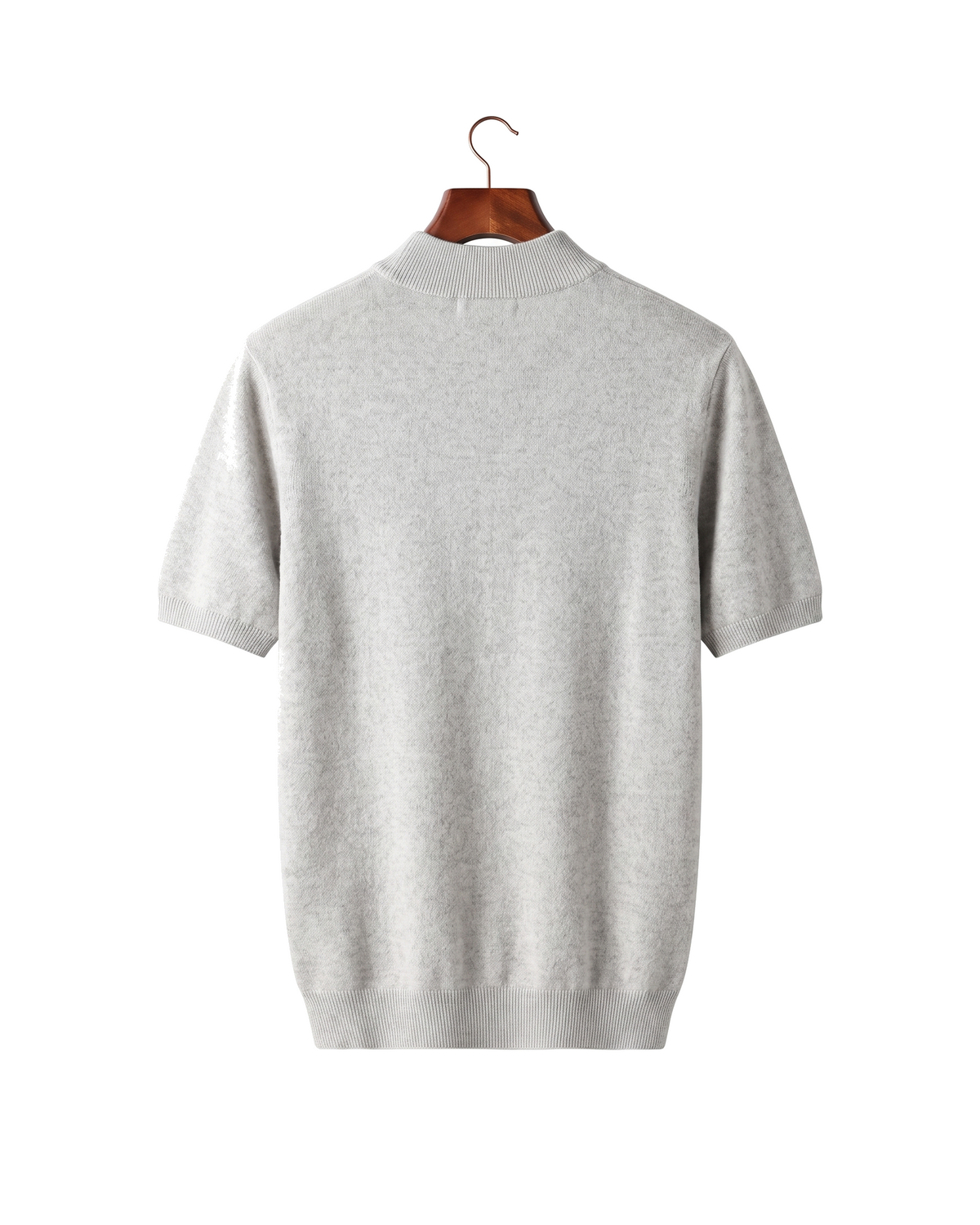 The Denby cashmere mock neck tee, back on hanger
