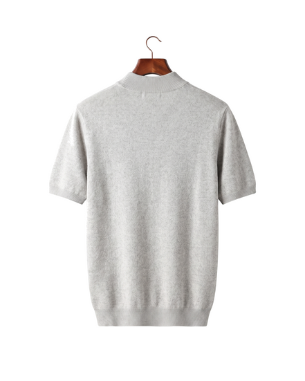 The Denby cashmere mock neck tee, back on hanger