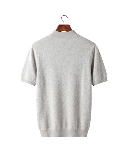 The Denby cashmere mock neck tee, back on hanger