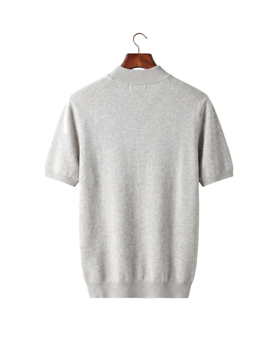 The Denby cashmere mock neck tee, back on hanger