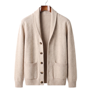 The Thornbury cashmere shawl-collar cardigan — Beige